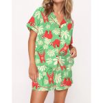 Sloth Floral Silky Satin Pajama Set