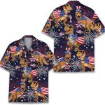 T-Rex American Patriotic Fireworks 4th Of July Hawaiian Shirt