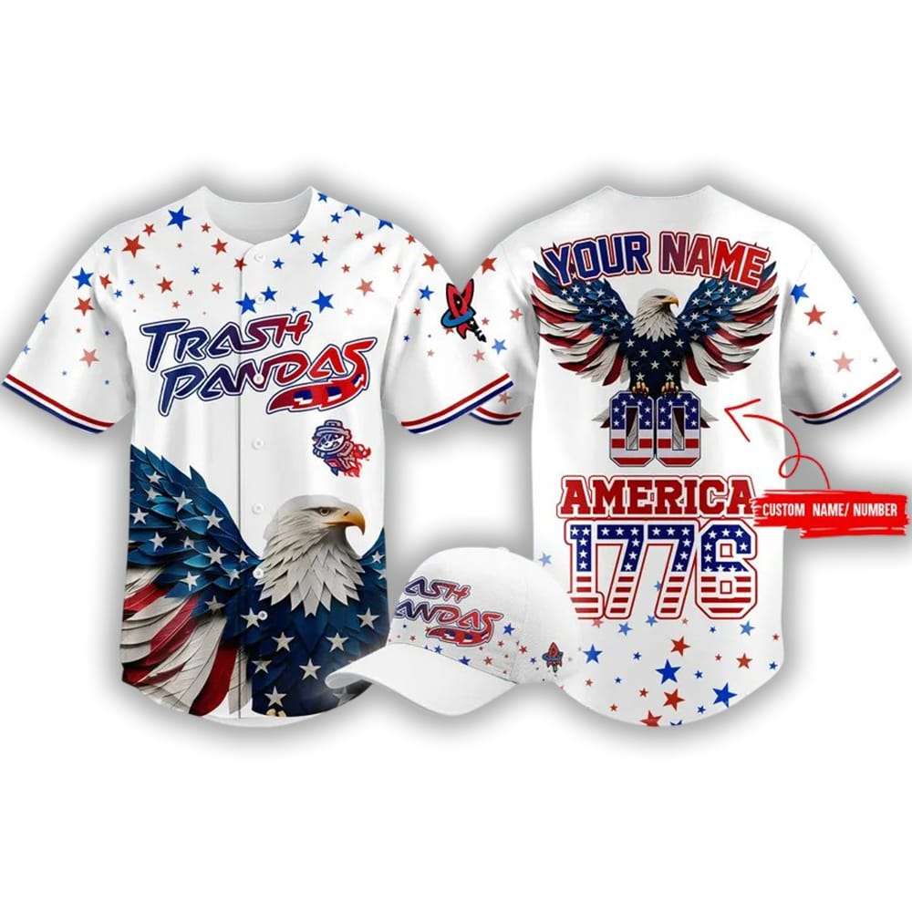 Trash Pandas 4th of July USA Baseball Jersey Trash Pandas 4th of July USA Baseball Jersey