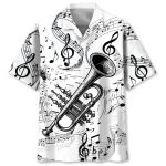 Trumpet Black and White Hawaiian Shirt