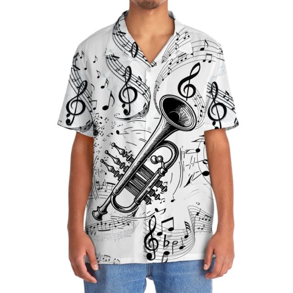 Trumpet Black and White Hawaiian Shirt