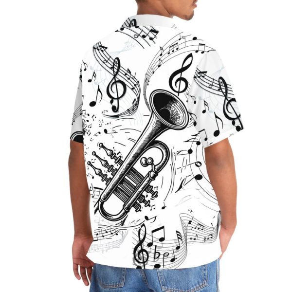 Trumpet Black and White Hawaiian Shirt