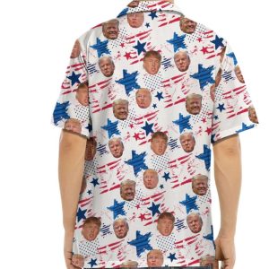 Independence Day American Donald Trump Face Hawaiian Shirt2
