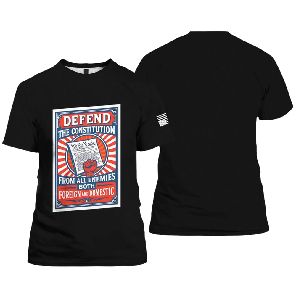V-Neck Defend The Constitution From All Enemies Both Foreign And Domestic Print T-Shirt V-Neck Defend The Constitution From All Enemies Both Foreign And Domestic Print T-Shirt