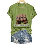 V-Neck Retro America's Real Gang Problem Print T-Shirt
