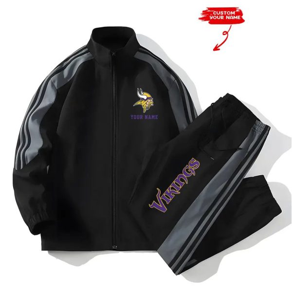 Vikings Football Unisex Style Versatile Sports Set Jacket And Pants