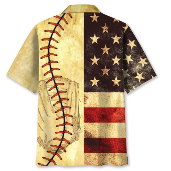 Vintage American Flag Baseball Hawaiian Shirt