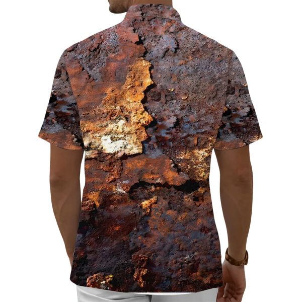 Vintage Distressed Rust Print Men’s Pocket Short Sleeve Shirts