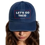 Vintage Let's Go Taco Print Baseball Cap