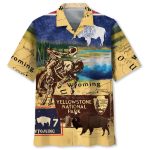 Vintage Wyoming State Yellowstone National Park Hawaiian Shirt