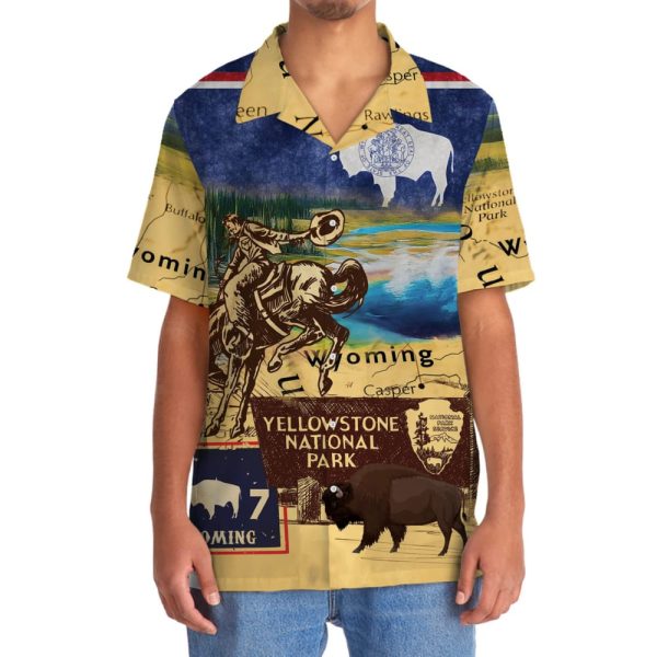 Vintage Wyoming State Yellowstone National Park Hawaiian Shirt