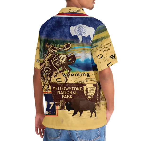 Vintage Wyoming State Yellowstone National Park Hawaiian Shirt