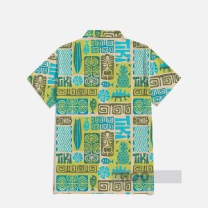 Classic Hawaiian Tribal Pattern Background And Beer Tiki Printing Short Sleeve Shirt1