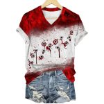 Women's Muzzle Bloodstain Print Casual T-Shirt