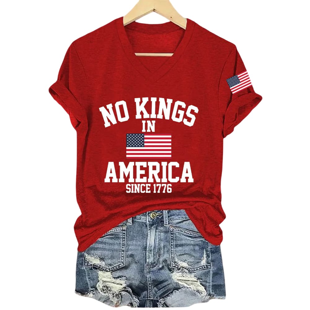 Womens No Kings In America Printed Casual T Shirt Women's No Kings In America Printed Casual T-Shirt