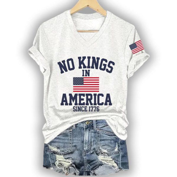 Women’s No Kings In America Printed Casual T-Shirt