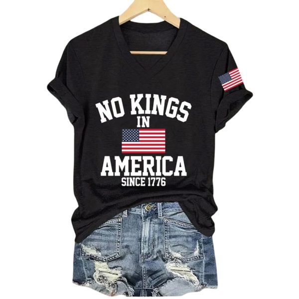 Women’s No Kings In America Printed Casual T-Shirt