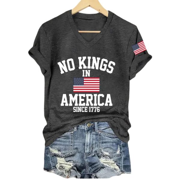 Women’s No Kings In America Printed Casual T-Shirt