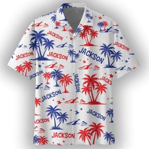 Tropical American Print Custom Name Hawaiian Shirt