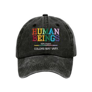 Retro Human Beings 100 Organic Colors May Vary Human Rights Equality Pride Print Baseball Cap
