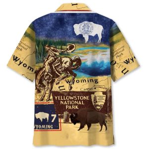 Vintage Wyoming State Yellowstone National Park Hawaiian Shirt1