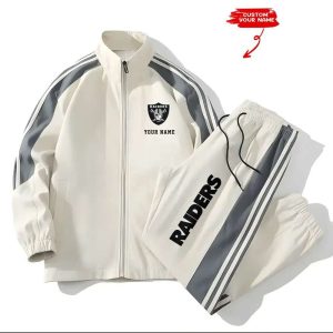 Raiders Football Unisex Style Versatile Sports Set Jacket And Pants
