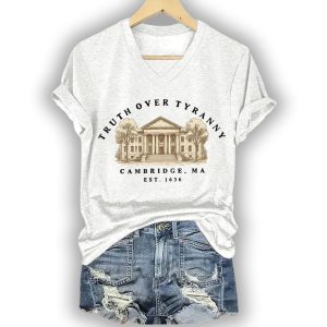 Retro Truth Over Tyranny Est 1636 Cambridge Ma Print T Shirt1