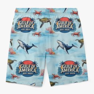 Gulf Of America Est 2025 Sharks Dont Apologize Beach Shorts1