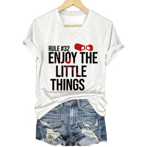 Rule #32 Blood Stains Enjoy The Little Things Print T-Shirt 3 Rule 32 Blood Stains Enjoy The Little Things Print T Shirt3