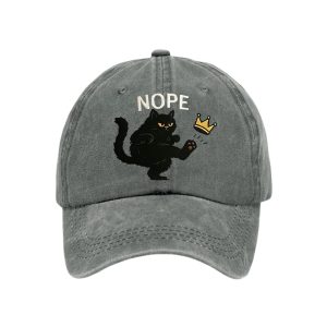 Retro No Kings In America Cat Crown Nope Baseball Cap4