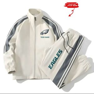 Eagles Football Unisex Style Versatile Sports Set Jacket And Pants