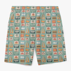 Trump 45 47 Stars Stripes Summer Vibes Beach Shorts1