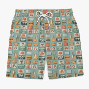 Trump 45-47 Stars Stripes Summer Vibes Beach Shorts