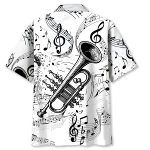 Trumpet Black and White Hawaiian Shirt1