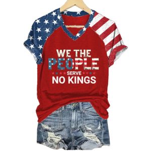 Women's We The People Serve No Kings Printed Casual T-Shirt 3 Womens We The People Serve No Kings Printed Casual T Shirt3