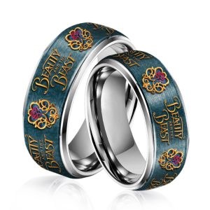 Beauty and the Beast Silver Tungsten Rings
