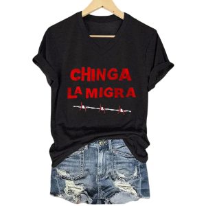 Chinga La Migra Barbed Wire Border Shirt2