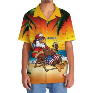 Custom Name Eagles Firefighter Summer Vacation Hawaiian Shirt2