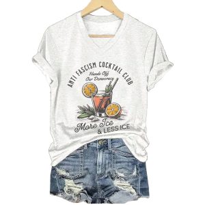 Anti Fascism Cocktail Club Hands Off Our Democracy More Ice Less ICE Shirt