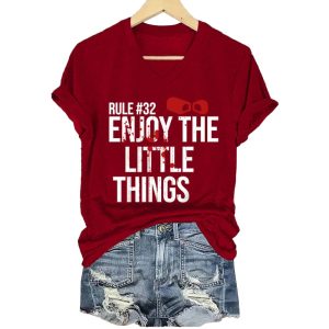 Rule 32 Blood Stains Enjoy The Little Things Print T Shirt