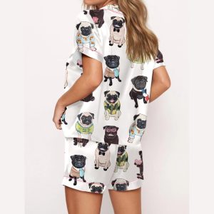 Cute Pug Silky Satin Pajama Set1