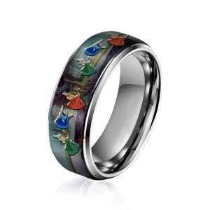 Sleeping Beauty Silver Tungsten Rings Gift For Fans1