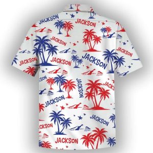 Tropical American Print Custom Name Hawaiian Shirt1