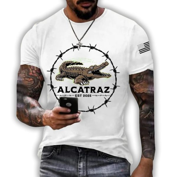 Men’s Alligator Alcatraz Funny Florida Everglades Dark Humor Tee