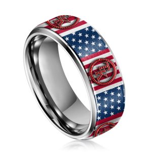 Toby Keith Red White And Blue Silver Tungsten Rings2