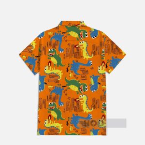 Nostalgic Anime Orange Dinosaurs Hawaiian Shirt1