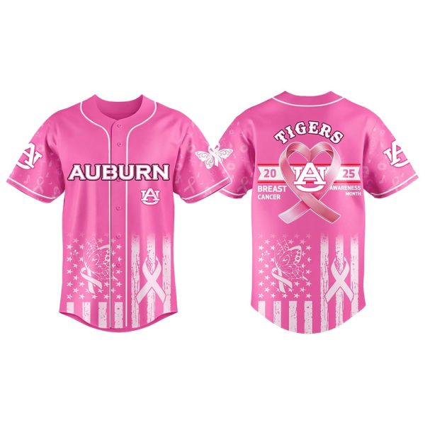 Auburn Tigers Breast Cancer Awareness Month 2025 Baseball Jersey