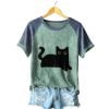 Black Cat Color-Blocked Shirt