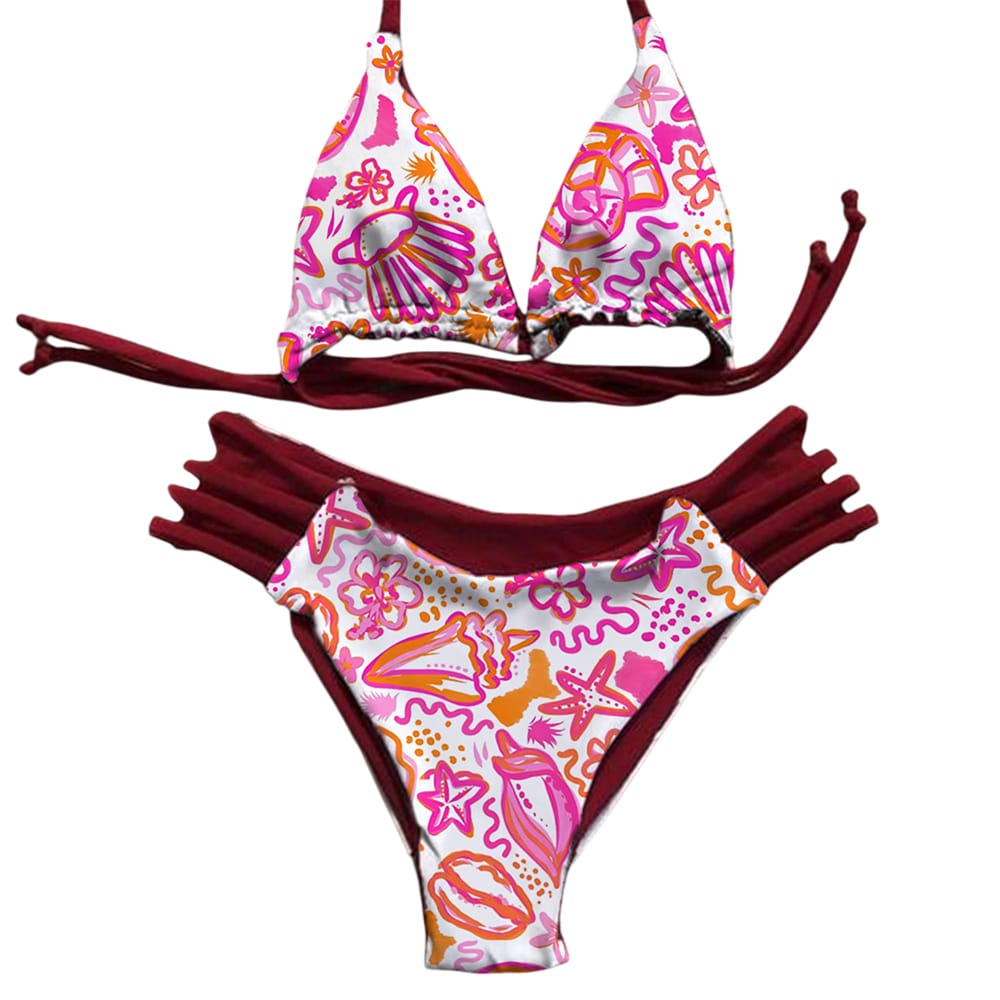 Boho Beach Seashells Halter Bikini Set Boho Beach Seashells Halter Bikini Set