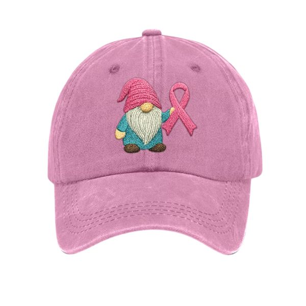 Breast Cancer Gnome Awareness Vintage Baseball Cap